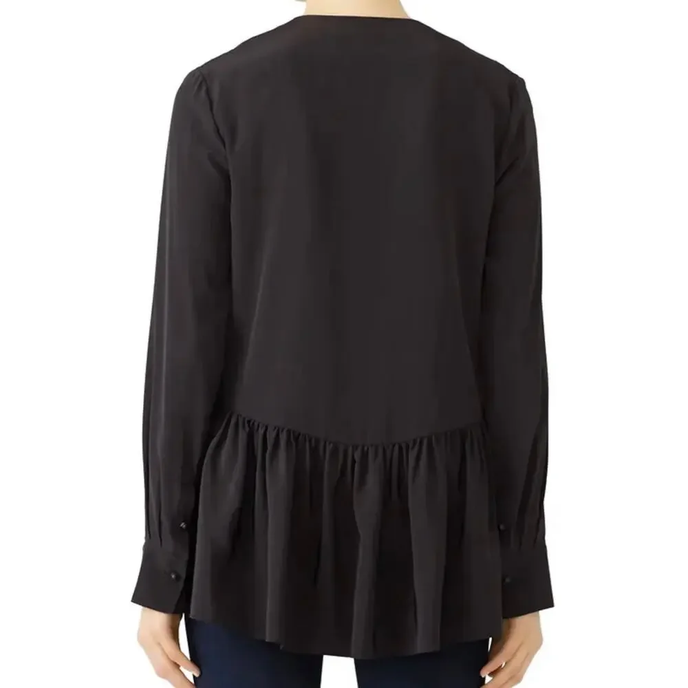 Tibi Black Silk Peplum Top 6